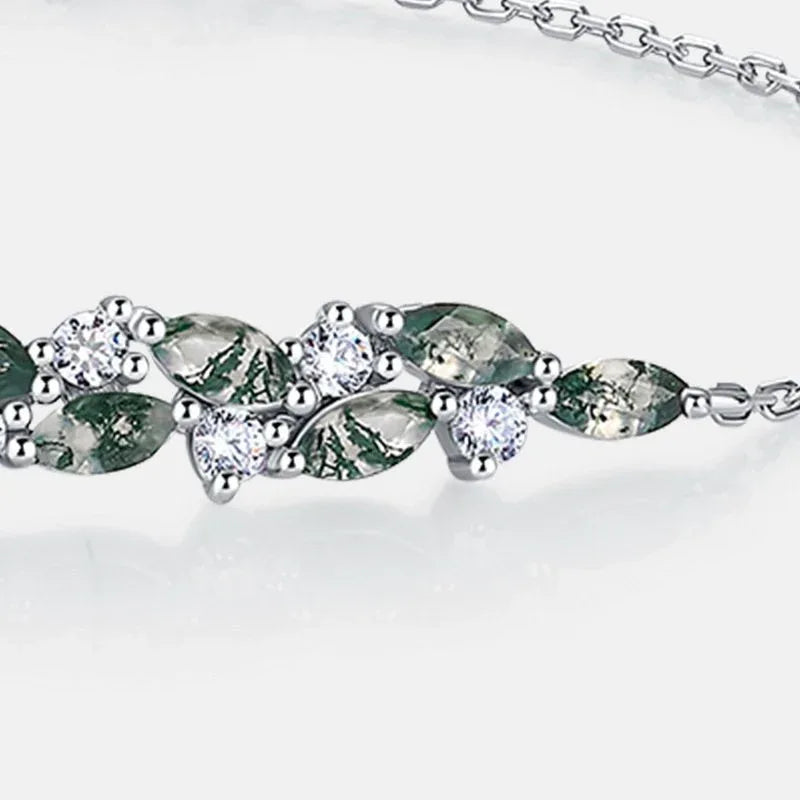 Vine Adjustable Moss Agate Bracelet - OOAKB