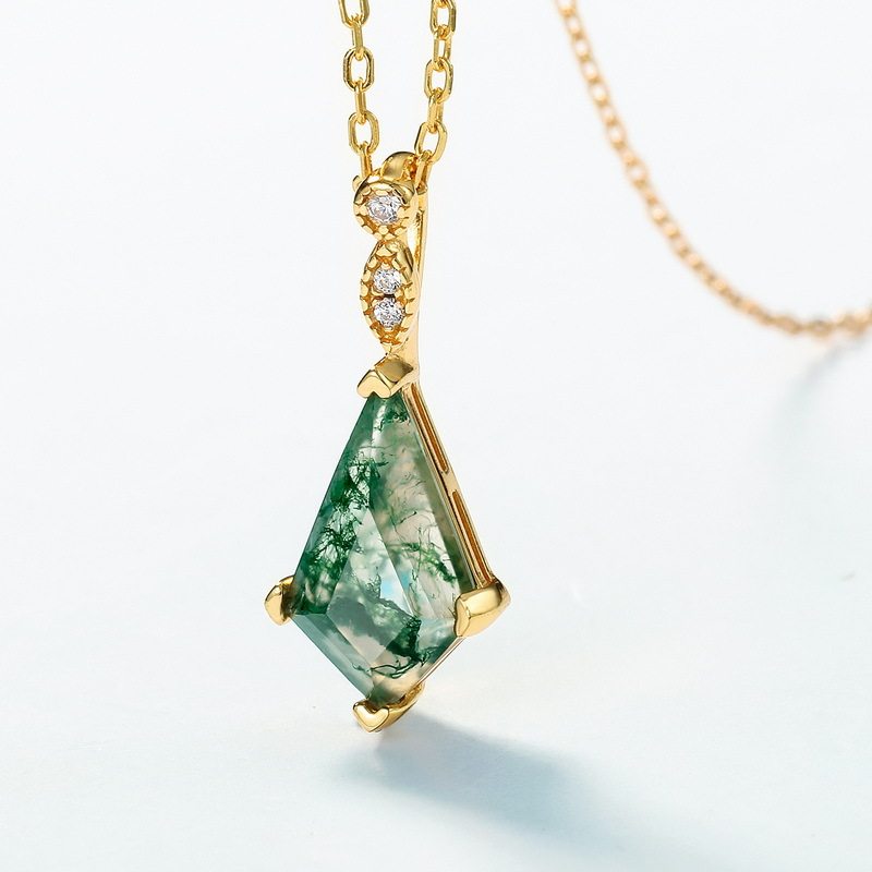 Geometric Moss Agate Pendant