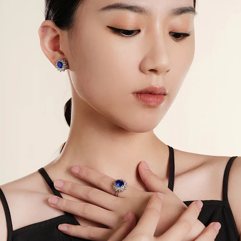 Sapphire Diana-Style Full-Zircon Ring - OOAKB