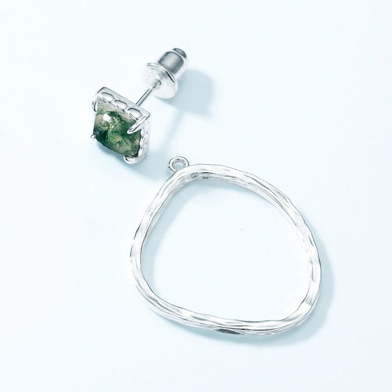 Detachable Two-Way Moss Agate Earrings