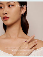Customized 925 Silver Cherry 4th Fruit & Flower Wedding Jewelry Set - Plated White Gold