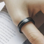 Customized Ebony Wood & 925 Silver Inlay Couple Rings - 5th Anniversary Handcrafted