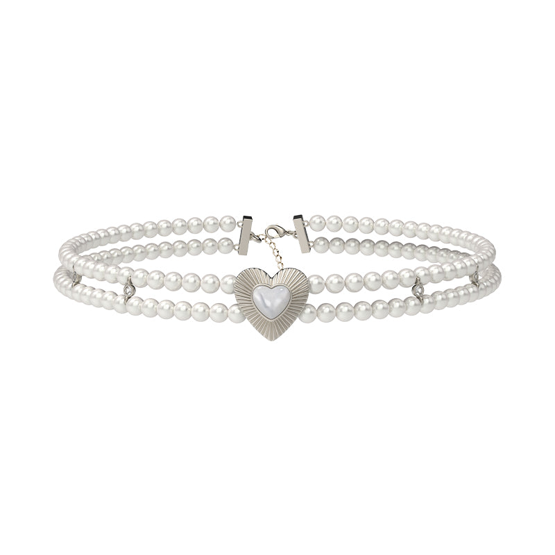 Double-Layer Pearl Heart-Shaped Pearl Chain