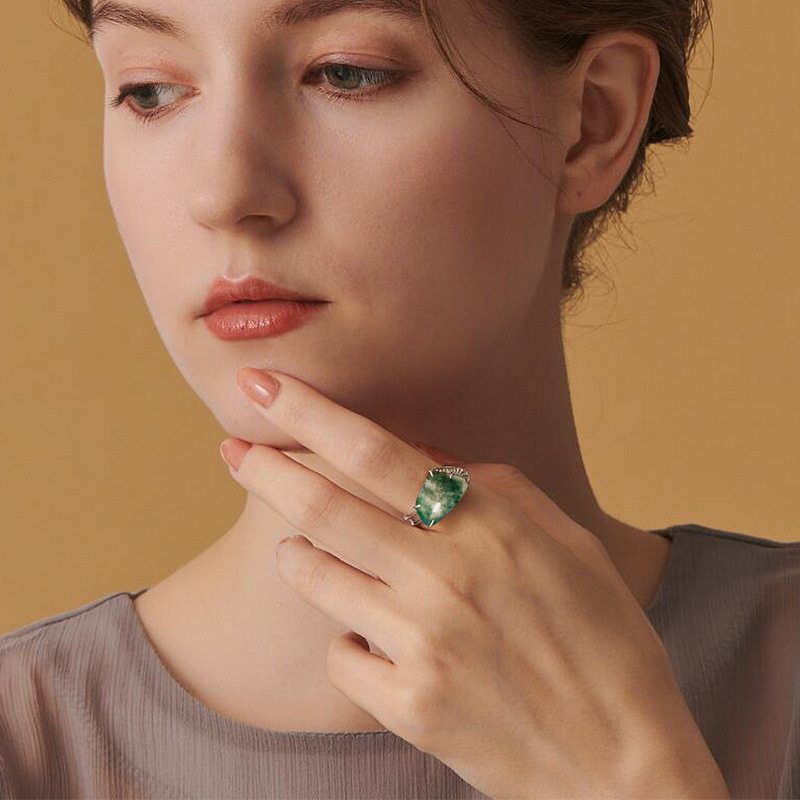 Fashion Stackable Moss Agate Ring