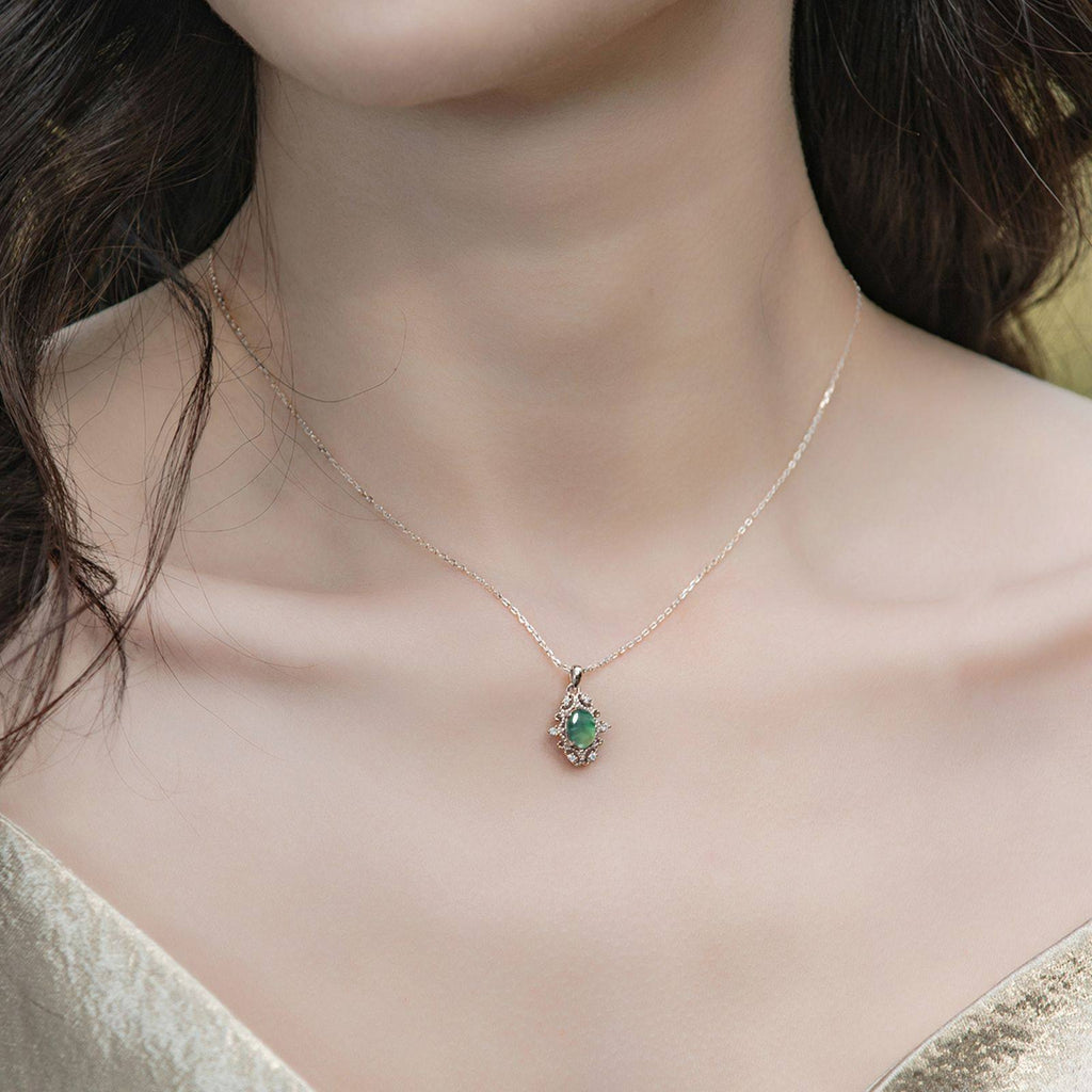 Minimalist Moss Agate Collarbone Pendant