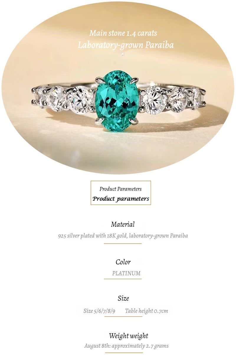 Customized Lab-Grown Paraiba Tourmaline Ring - 8th Anniversary Neon Glow 925 Silver