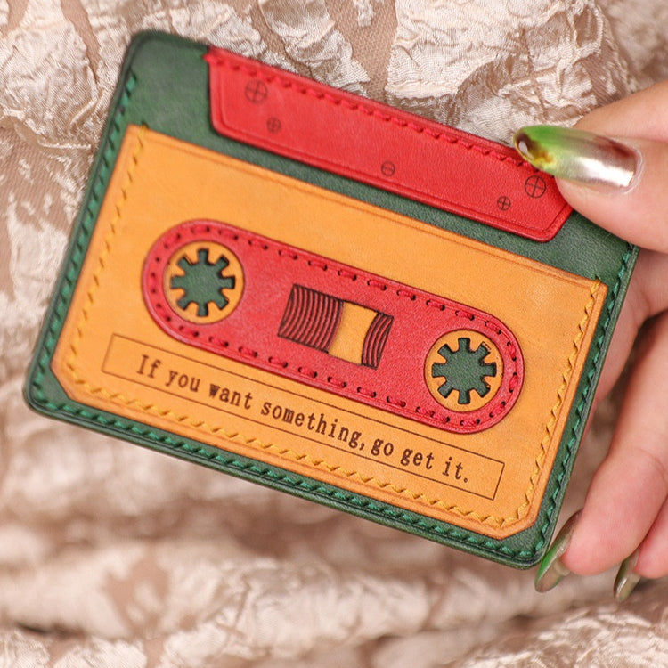 Personalized Leather Cassette Tape Wallet — Custom Song Title & Date | 3rd Leather Anniversary Gift for Him & Her