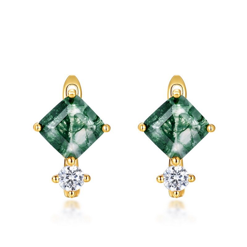 Moss Stone Geometric Fashion Earrings Unisex