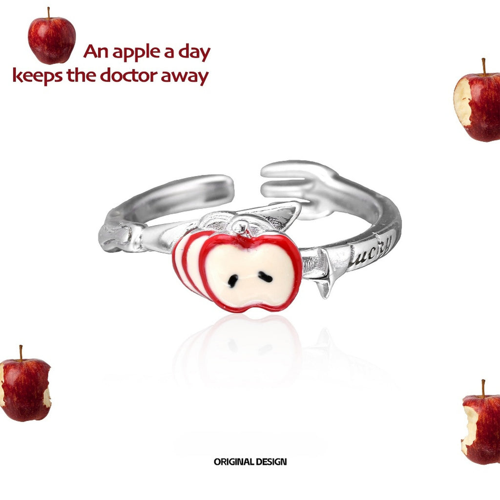 925 Silver Apple Slice Ring – 4th Anniversary Gift for Her