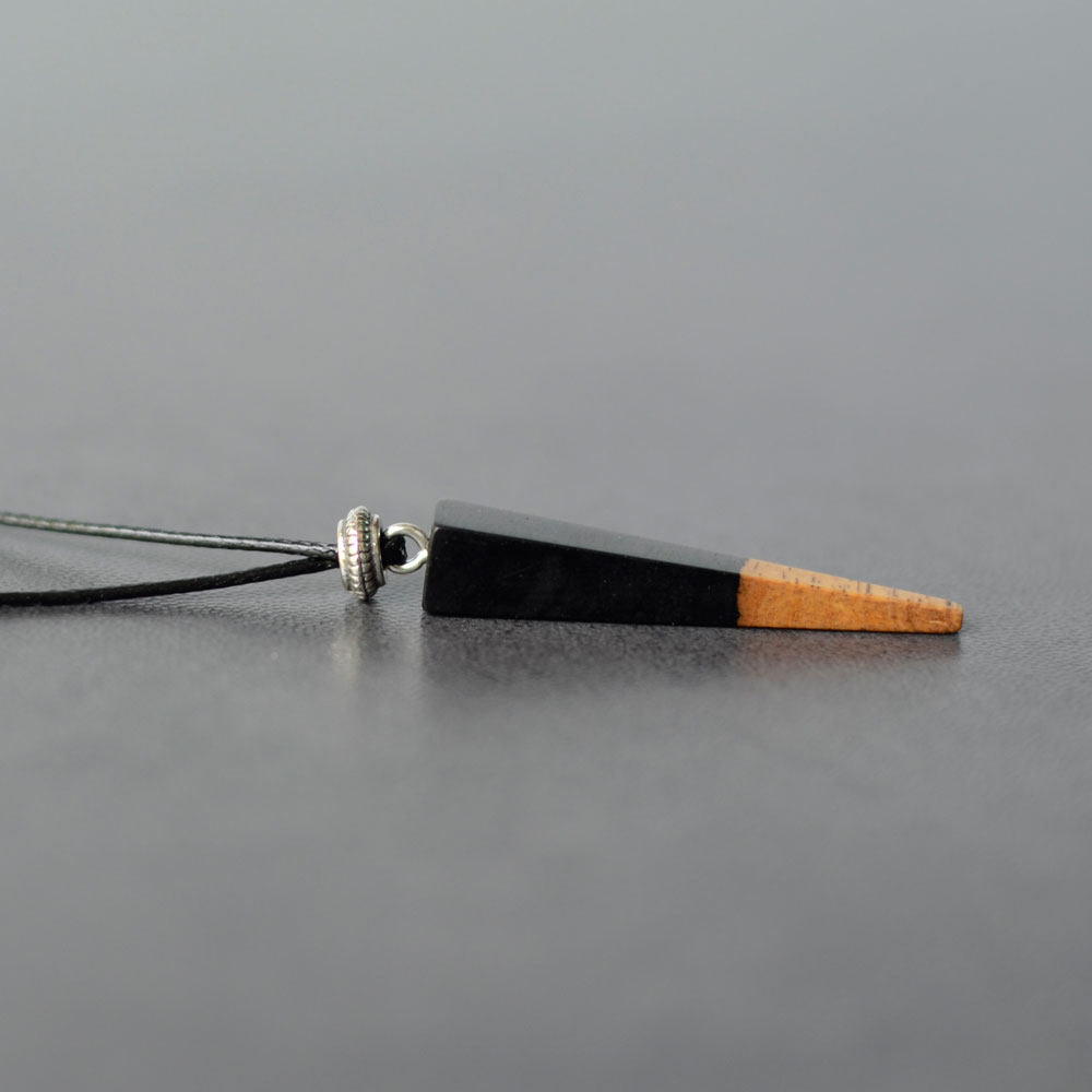 Handmade Wooden Triangle Necklace – 5th Anniversary Gift for Wife, Minimalist Wood Pendant Jewelry