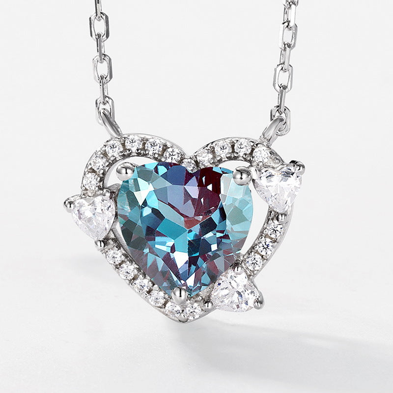 Alexandrite Heart-Shaped Collarbone Chain