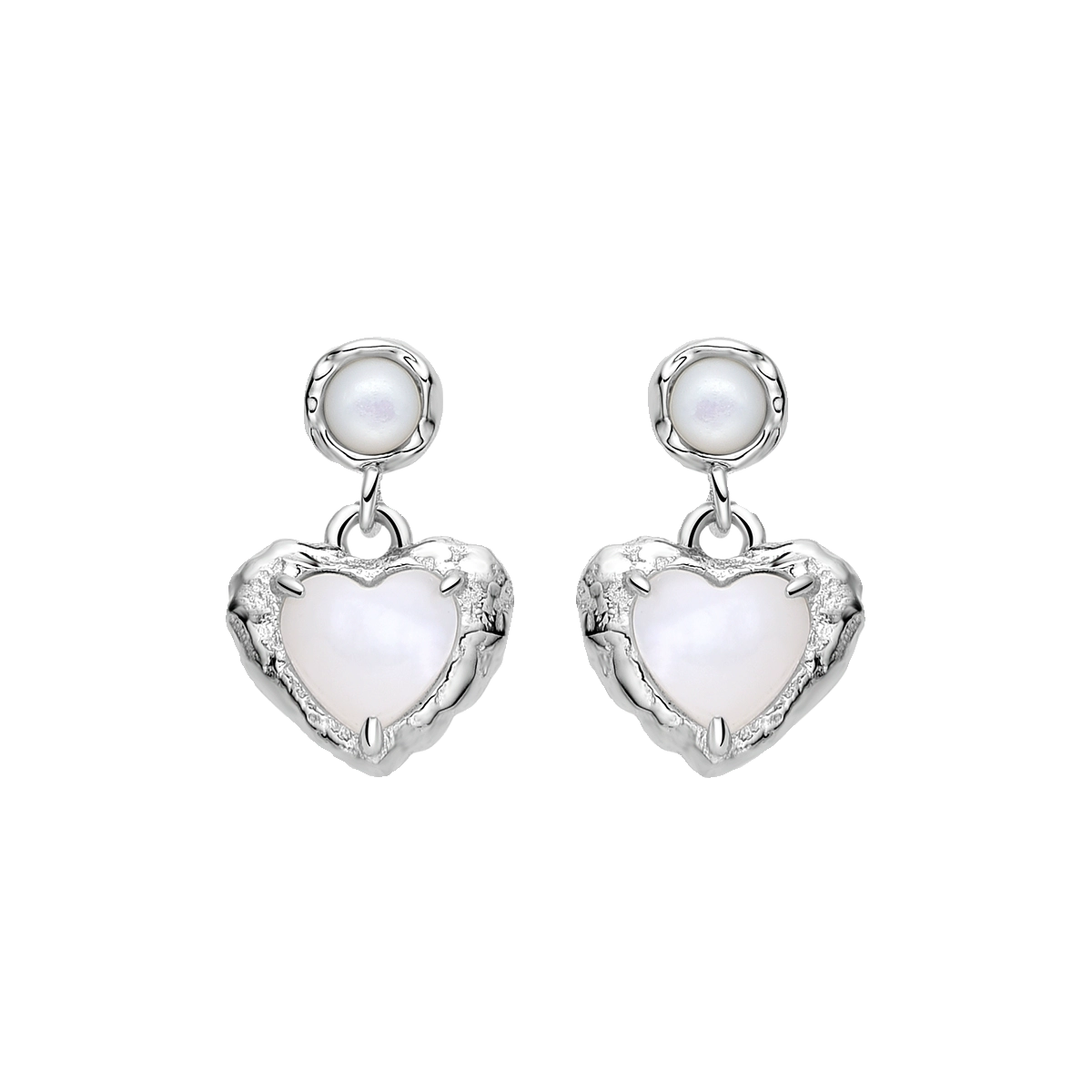 Mother of Pearl Heart-Shaped Pearl Earrings