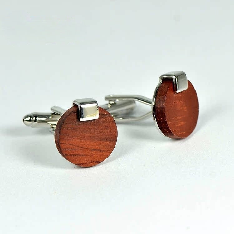 Customized Redwood Men’s Cufflinks - 5th Anniversary Handcrafted with Gift Card