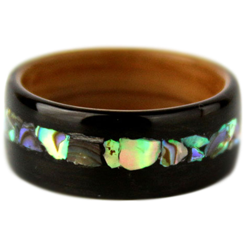 Customized Handcrafted Wood Ring - 5th Anniversary Shell Inlay