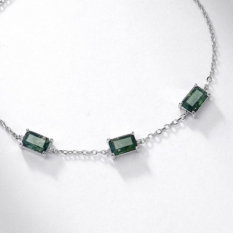Minimalist Moss Agate Bracelet