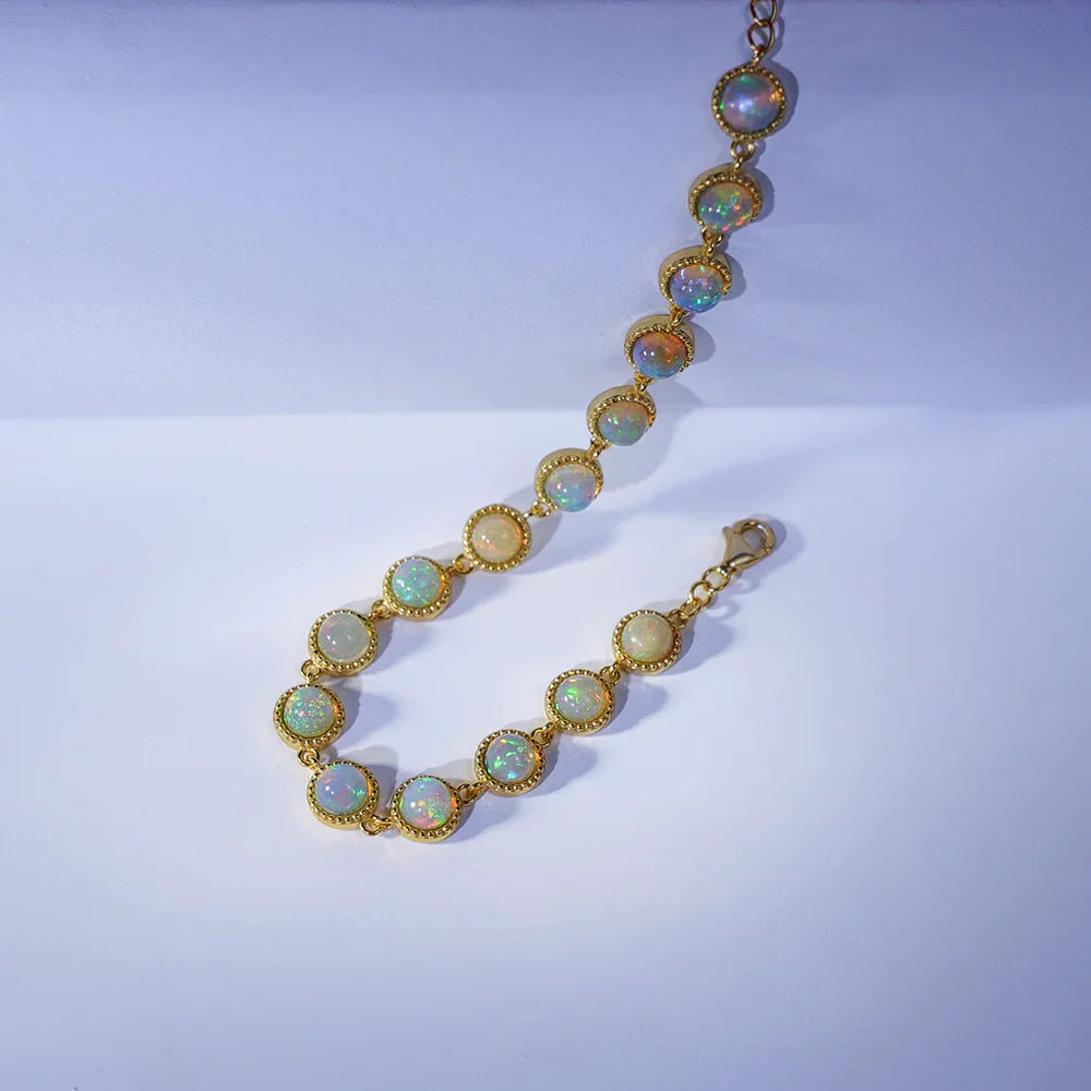 Natural Opal S925 Silver Vintage Crafted Bracelet - OOAKB
