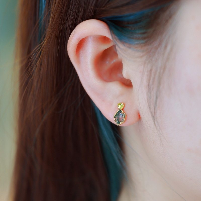 New Style Geometric Moss Agate Earrings