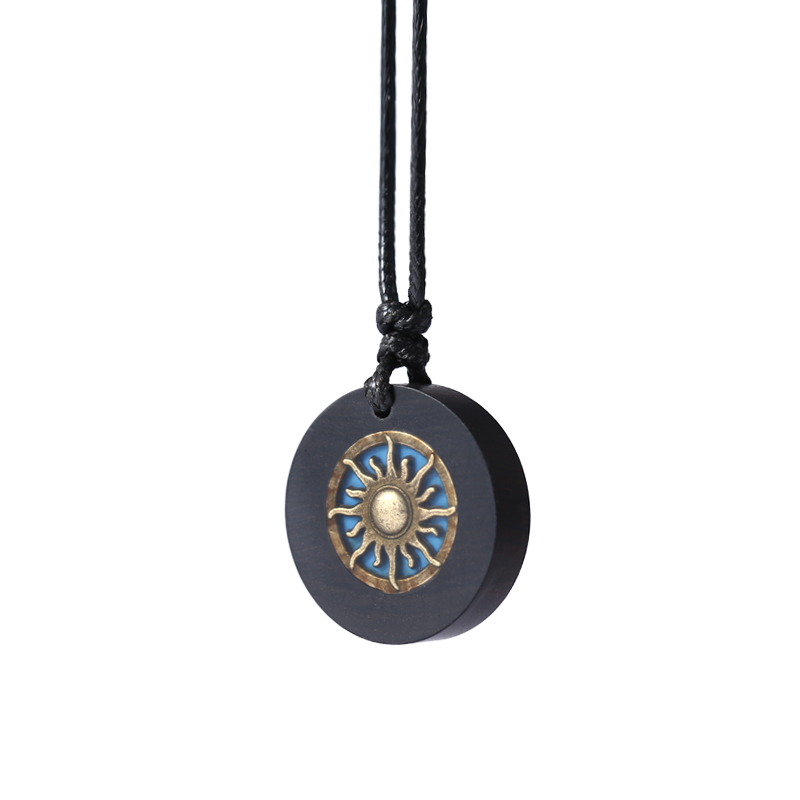 Customized Ebony & Rosewood Magnetic Couple Necklaces - 5th Anniversary Sun & Moon Engraved