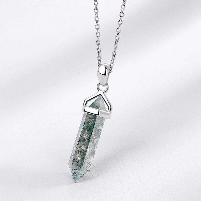 Bullet Head Moss Agate Pendant