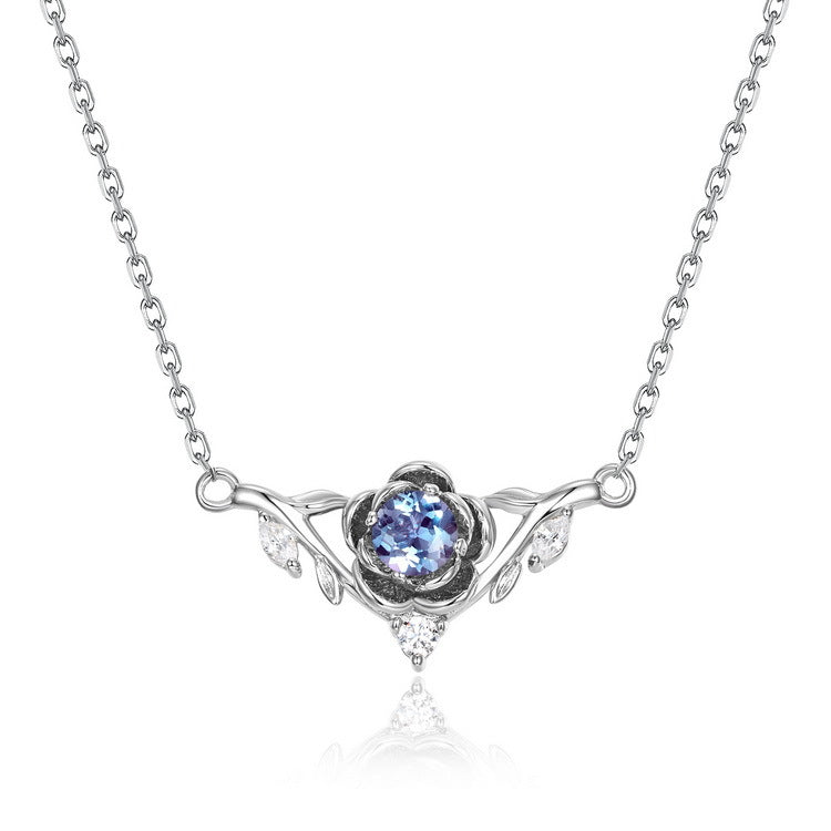 Silver Alexandrite Wing Necklace Women's Style