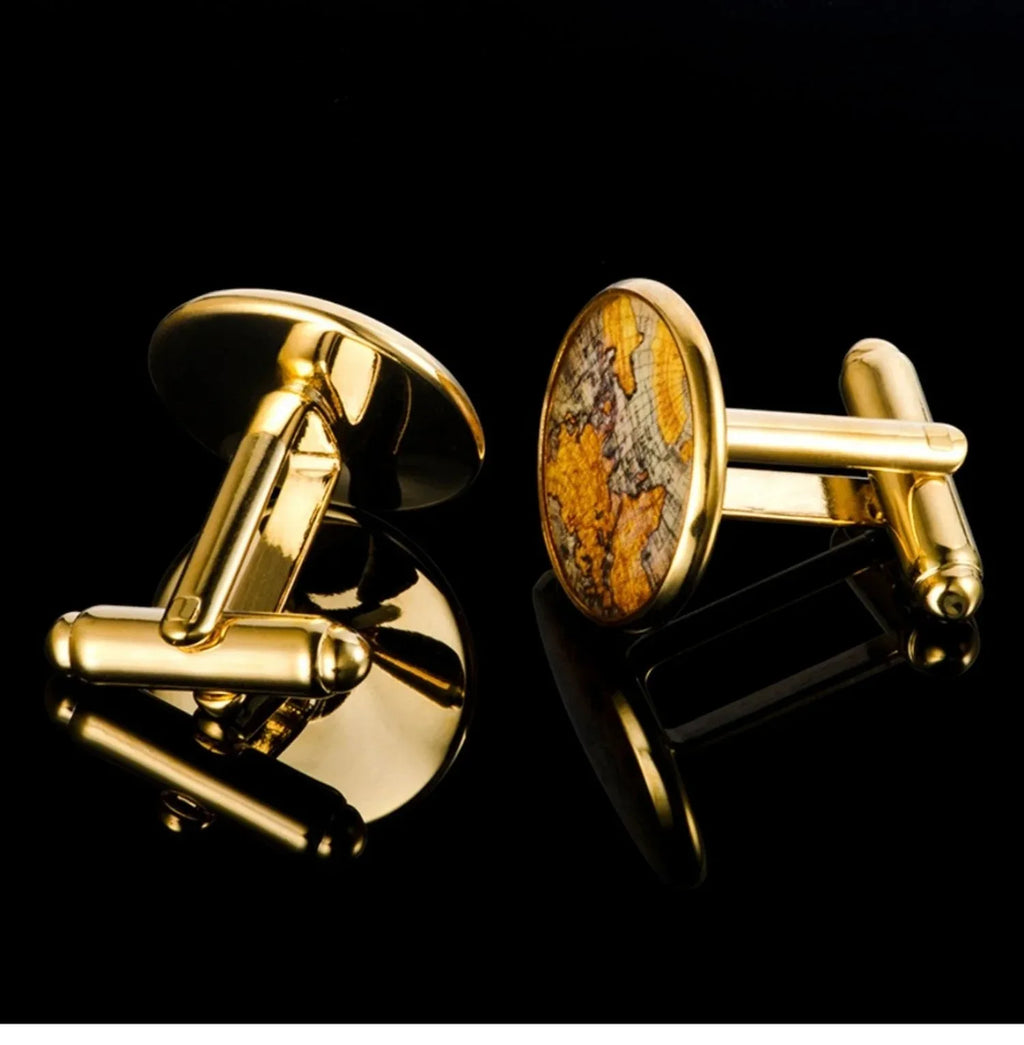 Brass Vintage Map Cufflinks - OOAKB