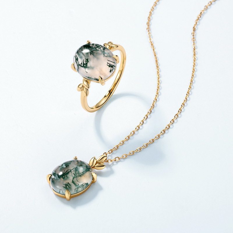 Green Moss Agate New Style Charm Pendant