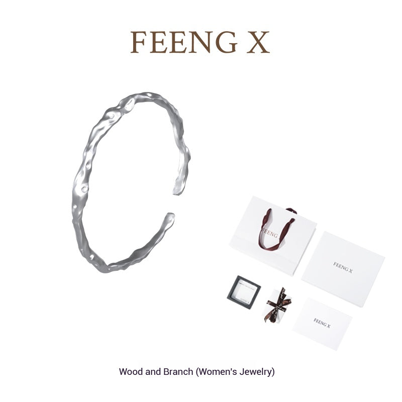 Customized Sterling Silver Wood-Branch Couple Rings - 5th Anniversary Engraved