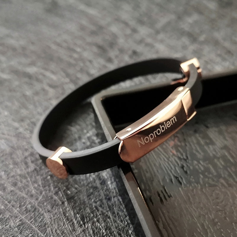 Customized Titanium Steel Couple Bracelets - 6th Iron Anniversary Negative Ion