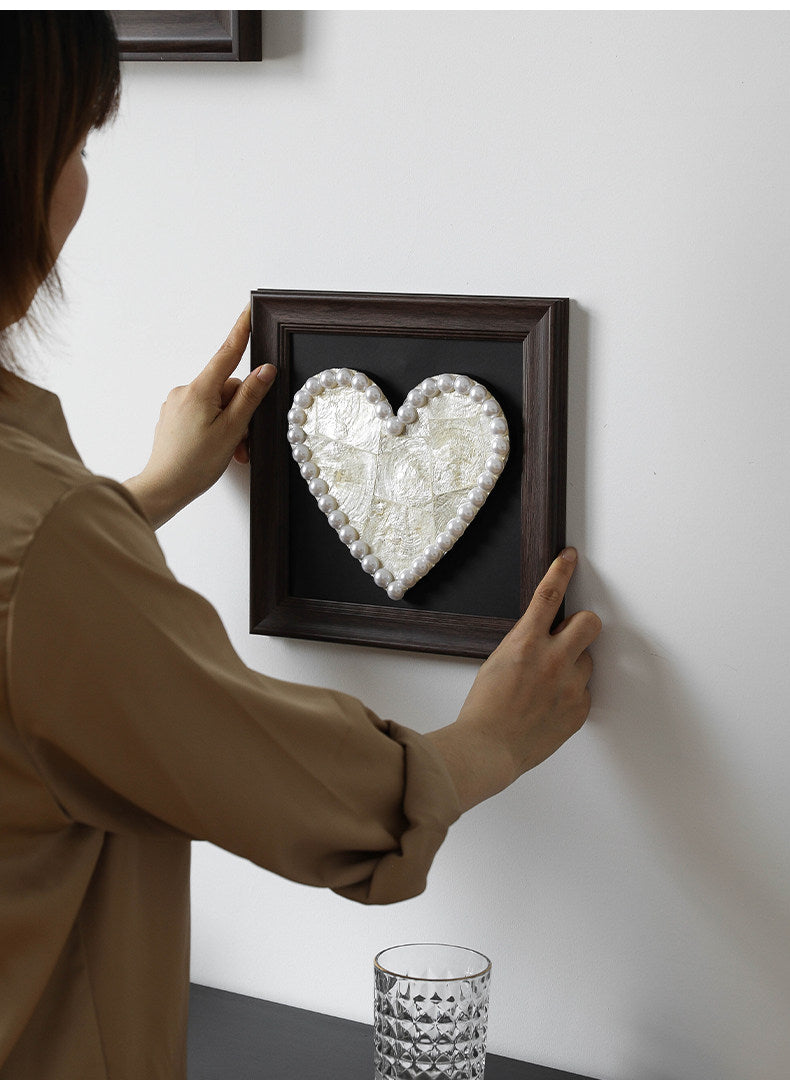 Handmade Shell Heart Wood Frame – 5th Wood Anniversary Gift, Handmade Keepsake Home Decor for Wife, Husband, or Couple