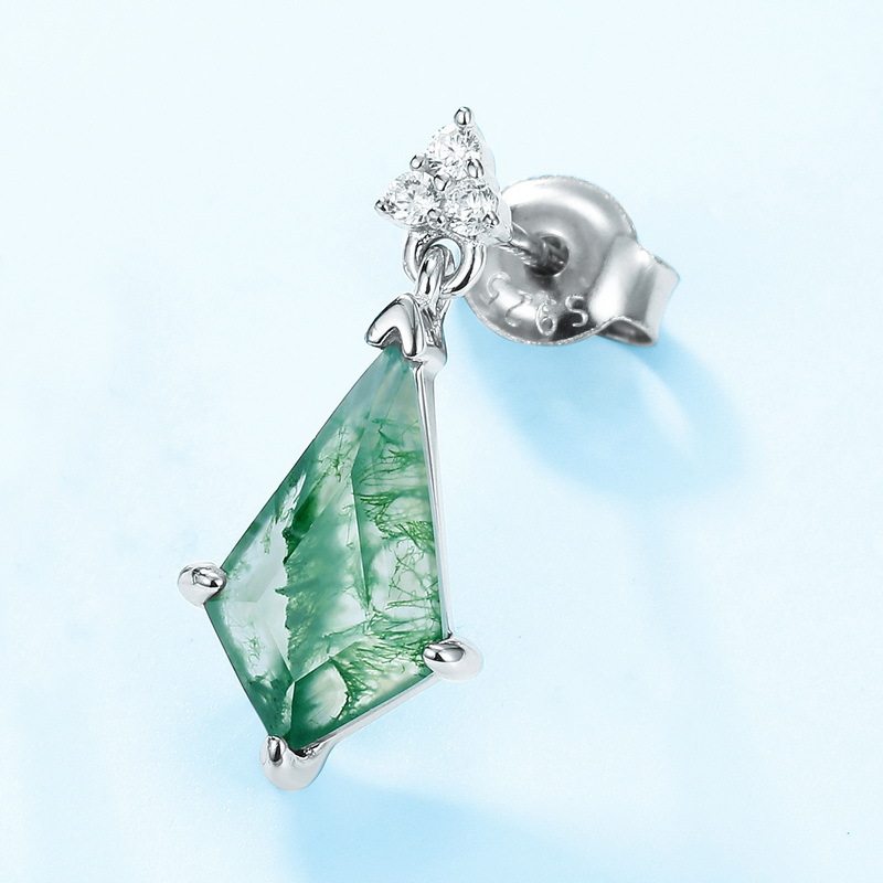 New Style Geometric Fashion Moss Agate Earrings