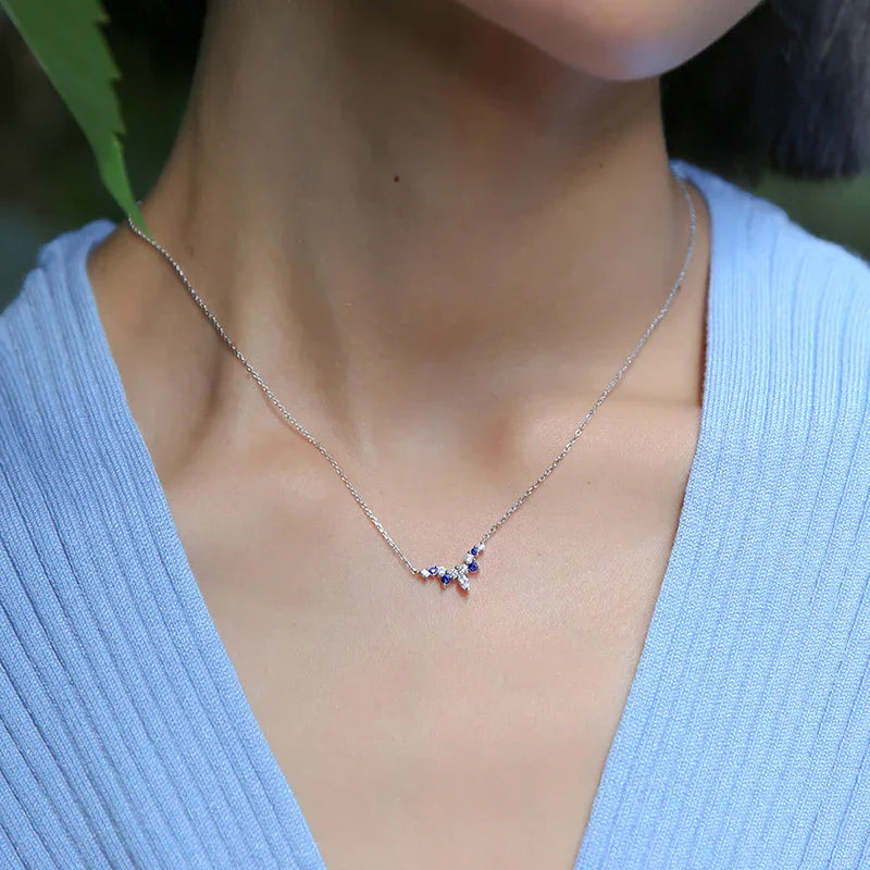 Sapphire S925 Silver Crown-Shape Necklace - OOAKB