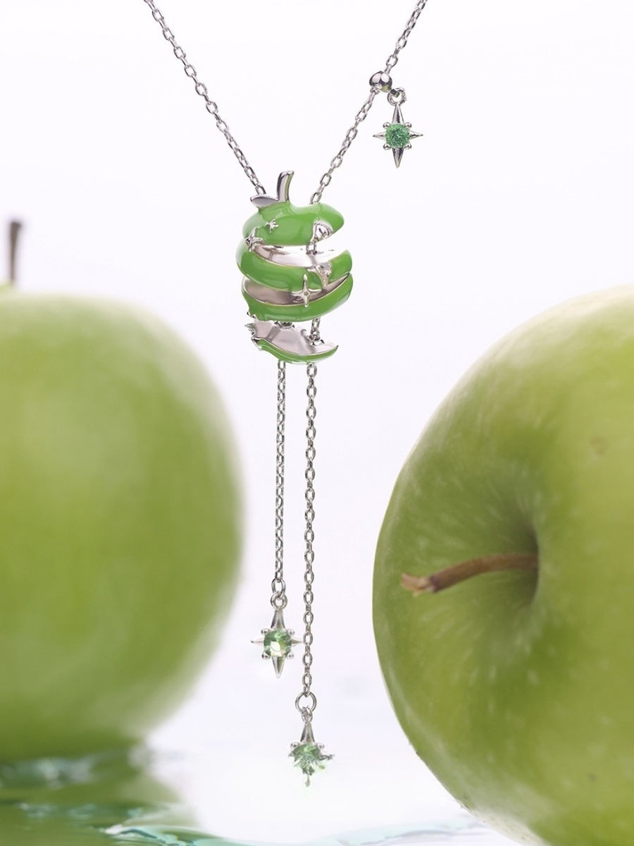 Customized Apple Slice 4th Fruit & Flower Wedding Necklace - Adjustable Engraved