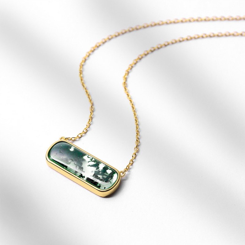 Moss Agate New Style Collarbone Chain Unisex