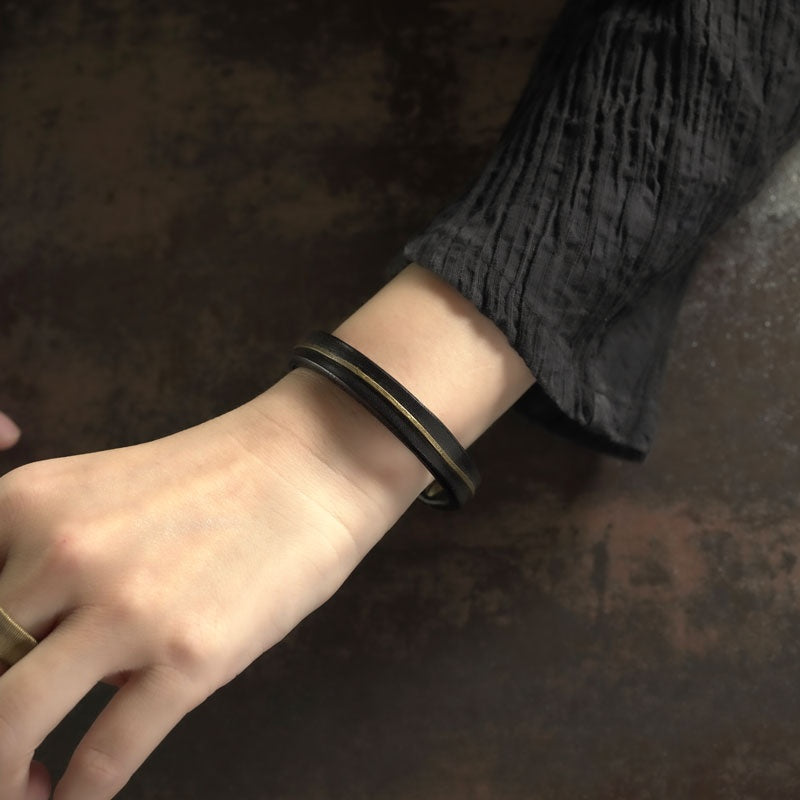 Hand-Stitched Leather Bracelet & Bangle – 3rd & 9th Anniversary Gift