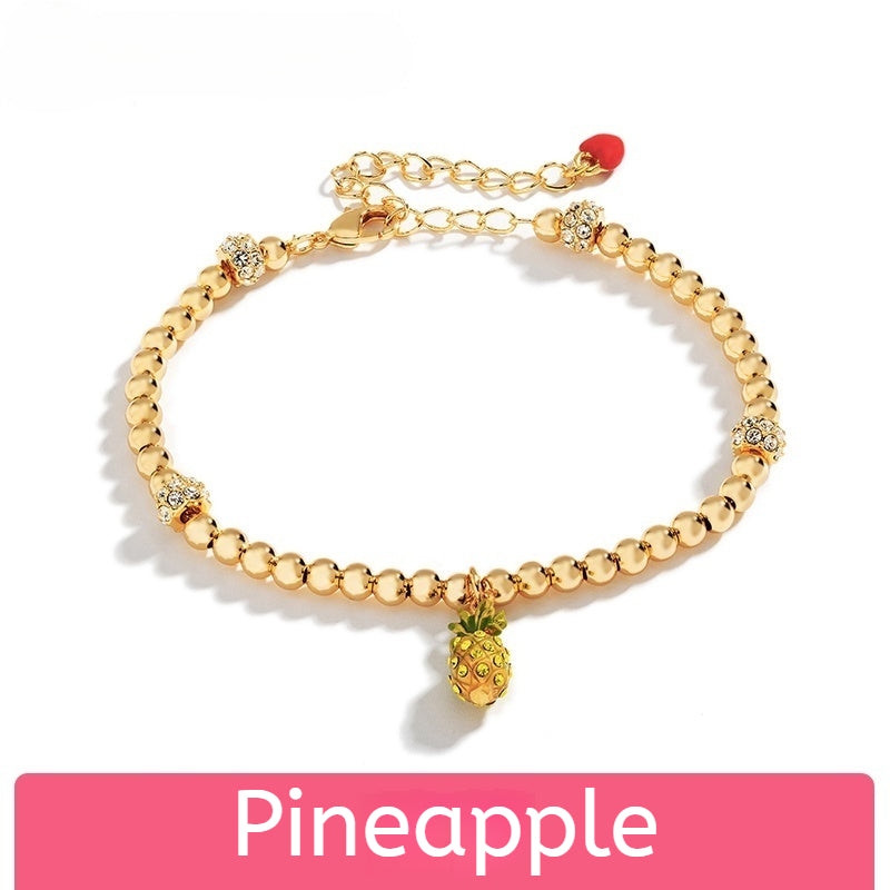 Customized Hand-Painted Enamel Fruit 4th Fruit & Flower Wedding Bracelet - 18K Gold-Plated