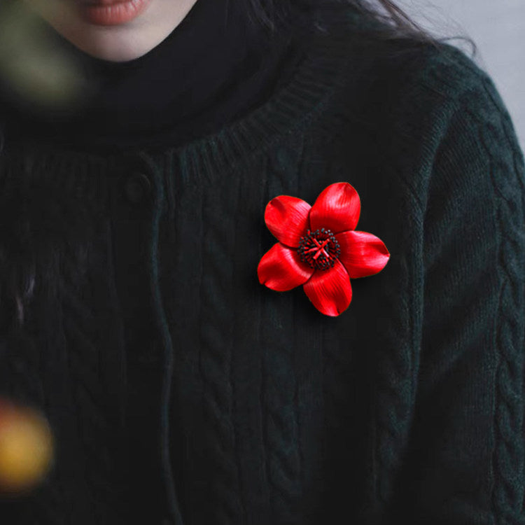 Handmade Leather Flower Brooch – Personalized Anniversary Gift for Her | 3rd Leather & 4th Flower Anniversary