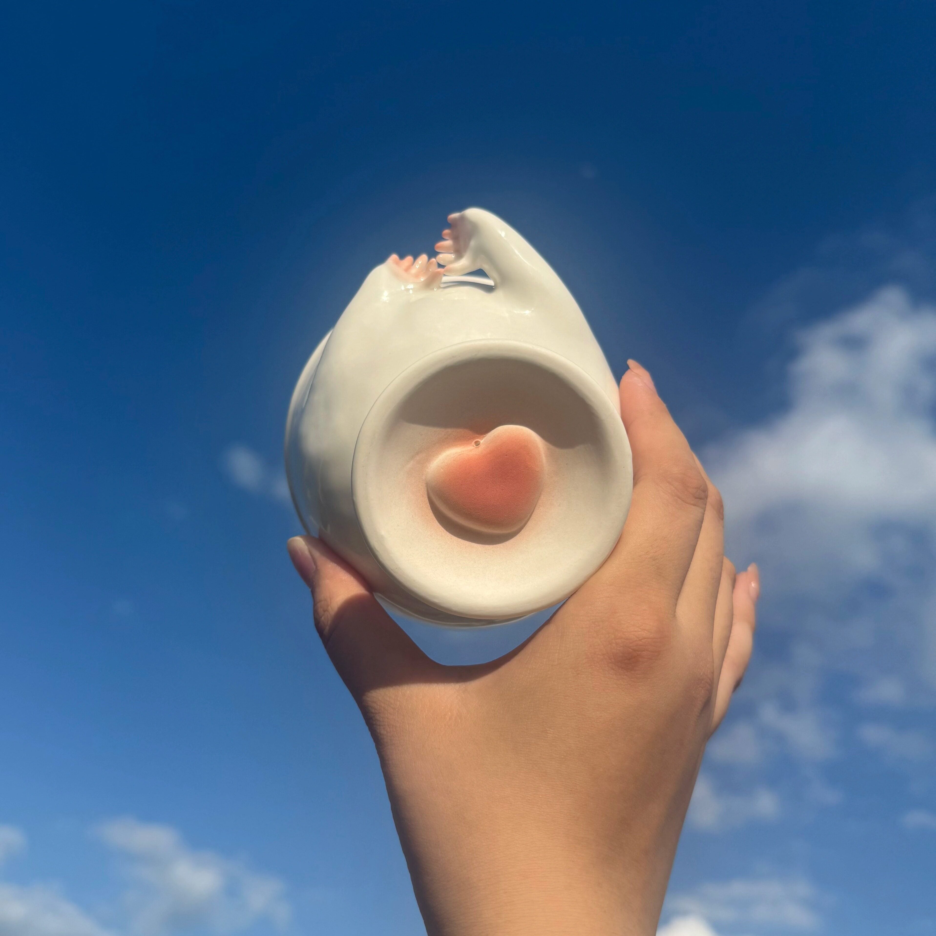 Personalized Heart Hands Porcelain Cup – Custom Initials Anniversary Gift