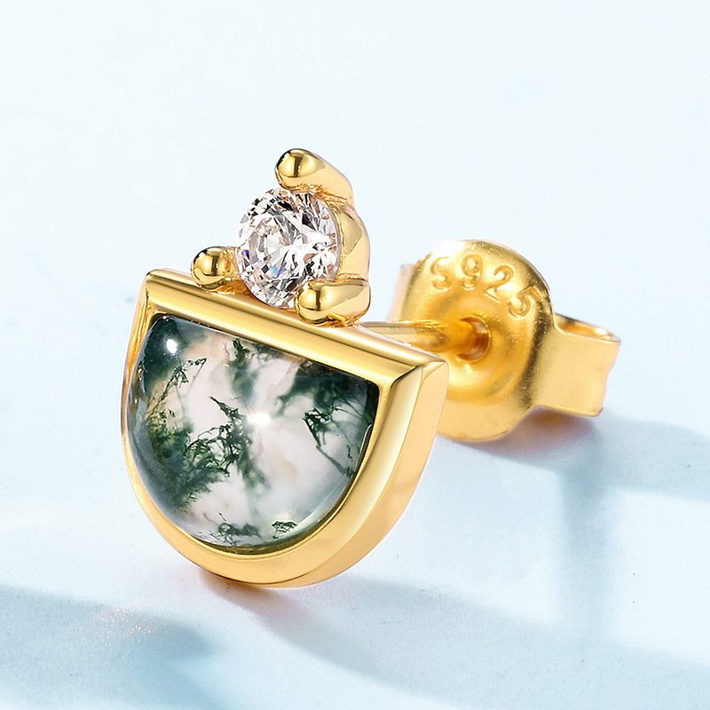 Moss Stone Geometric Earrings Unisex