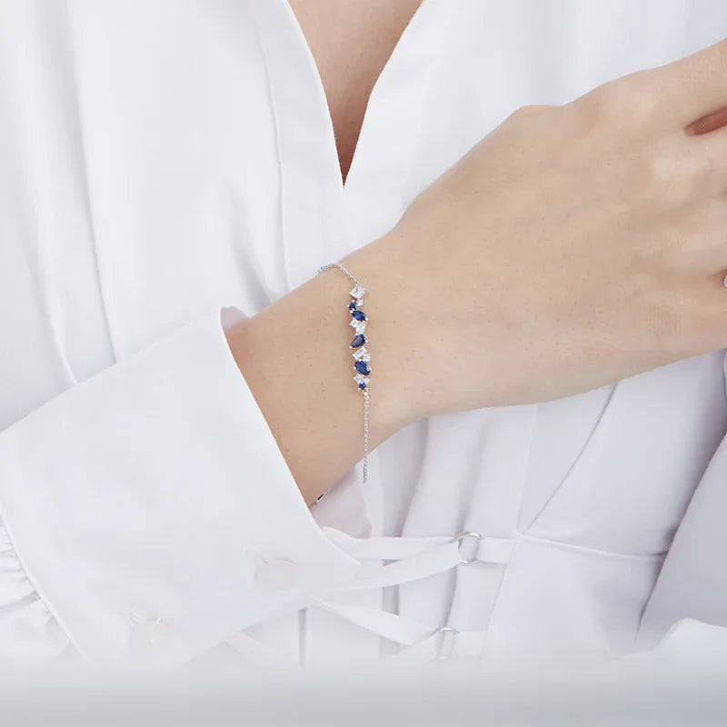 Sapphire S925 Silver Stacked Gem Bracelet - OOAKB