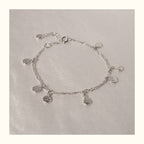Customized Tin Foil Texture 925 Silver Water Drop Bracelet - 10th Anniversary Adjustable