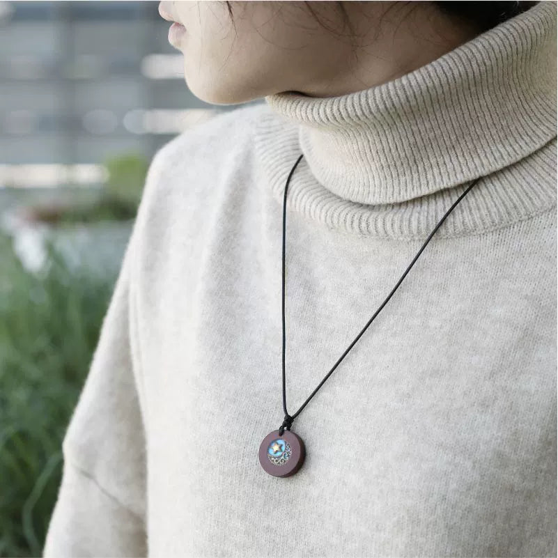 Customized Ebony & Rosewood Magnetic Couple Necklaces - 5th Anniversary Sun & Moon Engraved