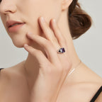 Phantom Galaxy Series Natural Amethyst Minimalist Adjustable Open Ring