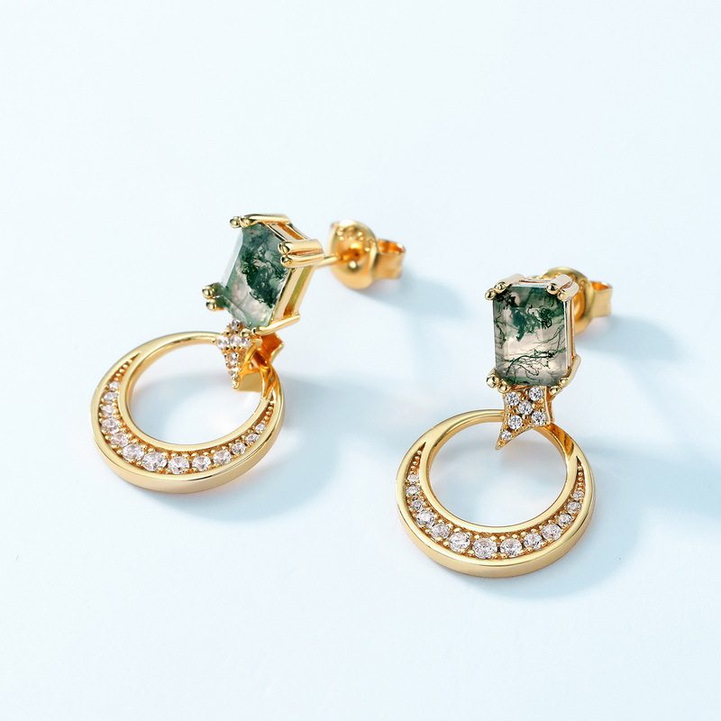 Light Luxury Moss Agate Earrings