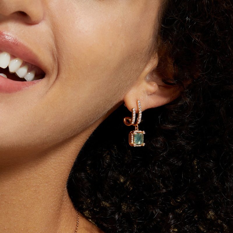 Geometric Series Moss Agate Earrings