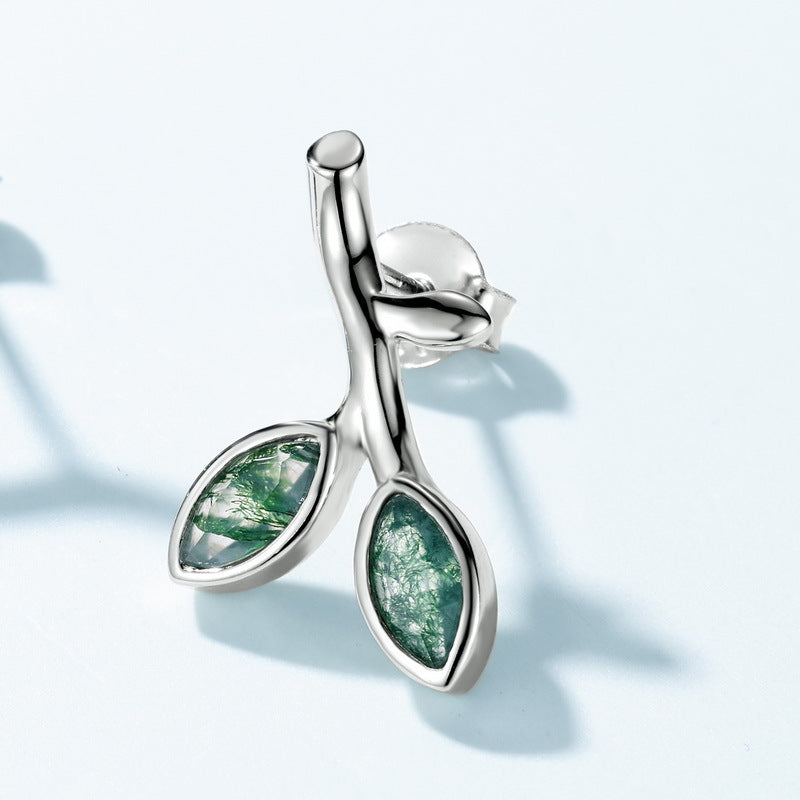 Olive Branch Moss Agate Earrings Unisex