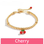 Customized Hand-Painted Enamel Fruit 4th Fruit & Flower Wedding Bracelet - 18K Gold-Plated