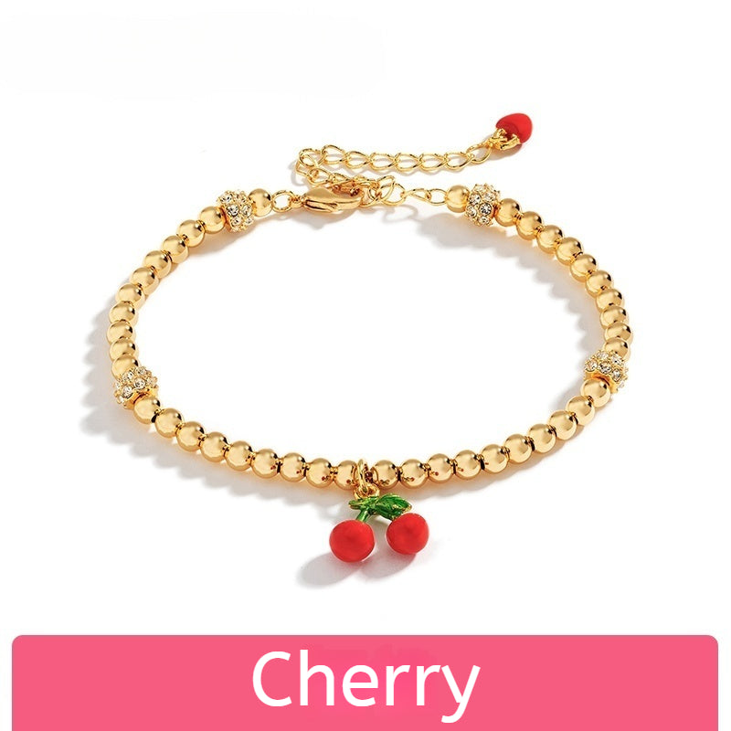 Customized Hand-Painted Enamel Fruit 4th Fruit & Flower Wedding Bracelet - 18K Gold-Plated