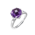 Stardust Minimalist Series Natural Amethyst Adjustable Open Ring