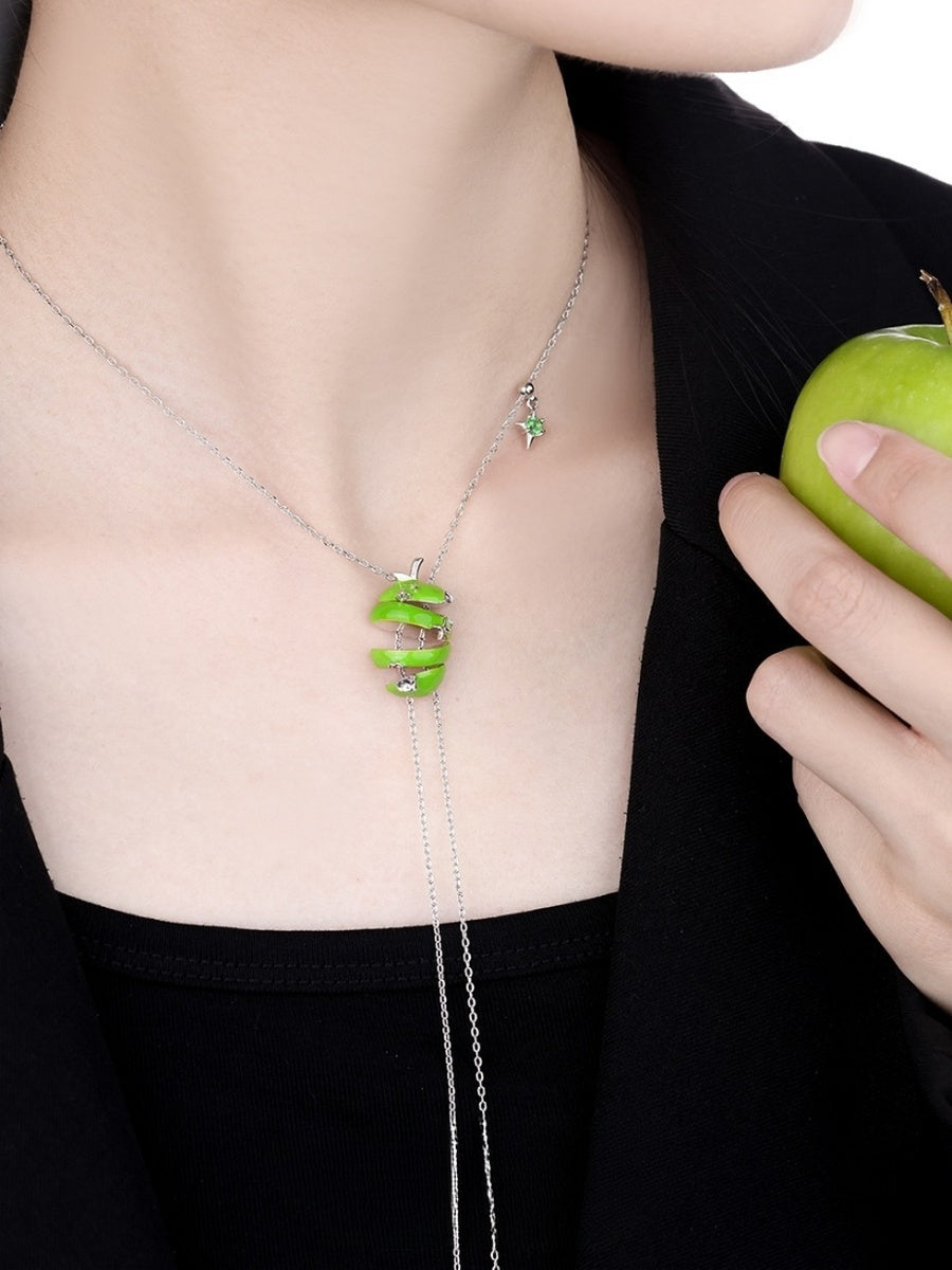 Customized Apple Slice 4th Fruit & Flower Wedding Necklace - Adjustable Engraved