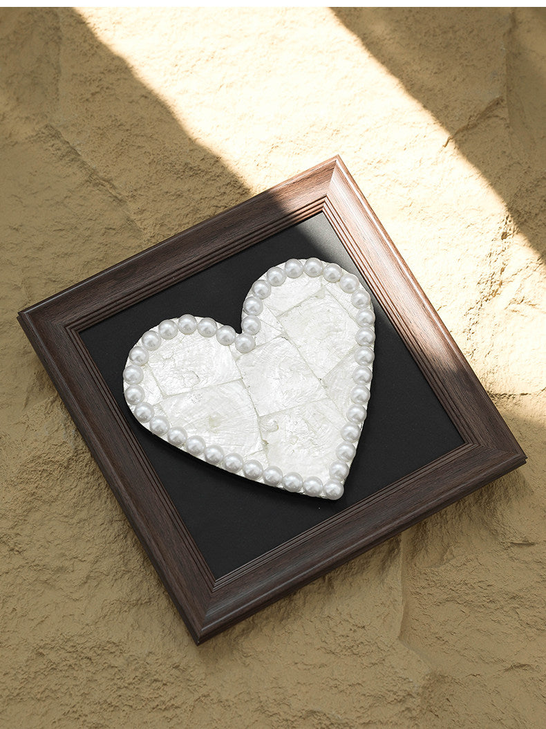 Handmade Shell Heart Wood Frame – 5th Wood Anniversary Gift, Handmade Keepsake Home Decor for Wife, Husband, or Couple